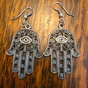 Silver Hamsa Earrings
